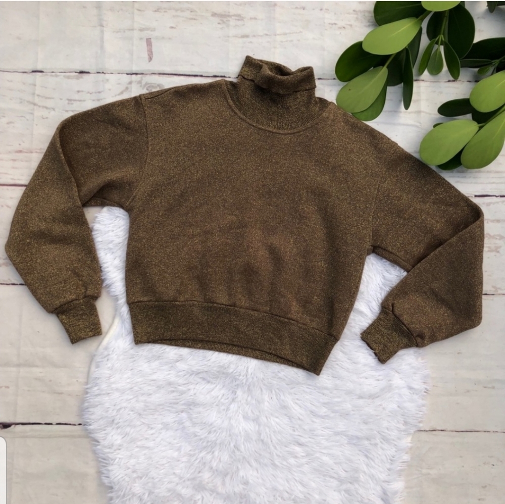 Moschino Cropped Turtle Neck Metallic Sweater